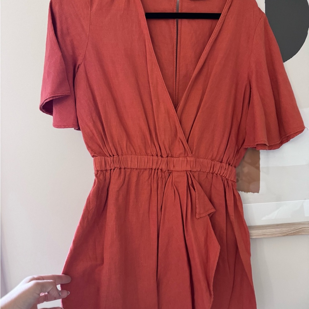 Zara Terracotta V-Neck Dress